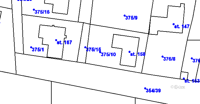Parcela st. 375/10 v KÚ Slatina u Františkových Lázní, Katastrální mapa
