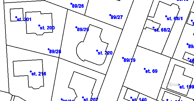 Parcela st. 220 v KÚ Slatina u Františkových Lázní, Katastrální mapa