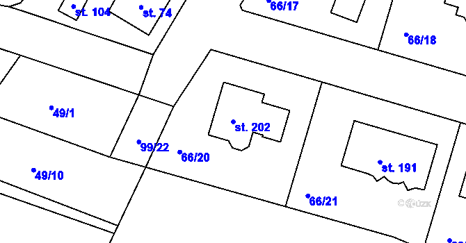 Parcela st. 202 v KÚ Slatina u Františkových Lázní, Katastrální mapa