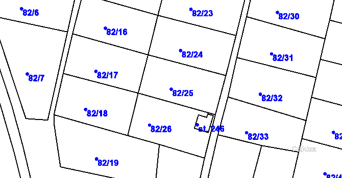 Parcela st. 82/25 v KÚ Slatina u Františkových Lázní, Katastrální mapa