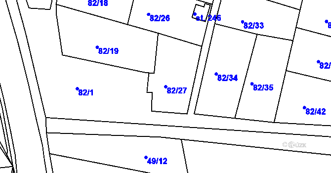 Parcela st. 82/27 v KÚ Slatina u Františkových Lázní, Katastrální mapa