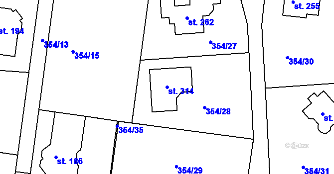 Parcela st. 314 v KÚ Slatina u Františkových Lázní, Katastrální mapa