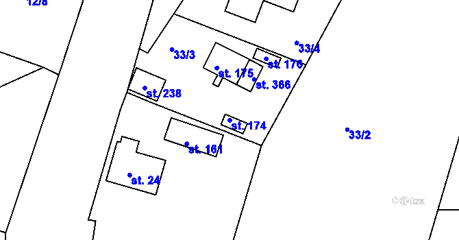 Parcela st. 174 v KÚ Žírovice, Katastrální mapa