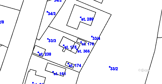 Parcela st. 176 v KÚ Žírovice, Katastrální mapa