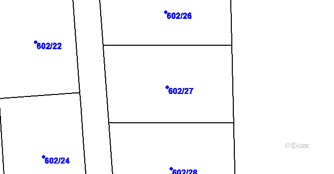 Parcela st. 602/27 v KÚ Žírovice, Katastrální mapa