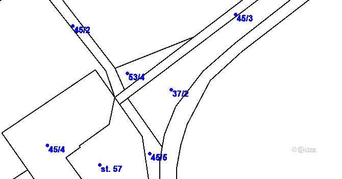 Parcela st. 37/2 v KÚ Františky, Katastrální mapa