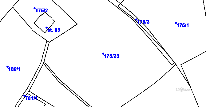 Parcela st. 175/23 v KÚ Františky, Katastrální mapa