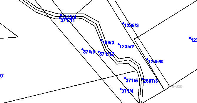 Parcela st. 371/12 v KÚ Františky, Katastrální mapa