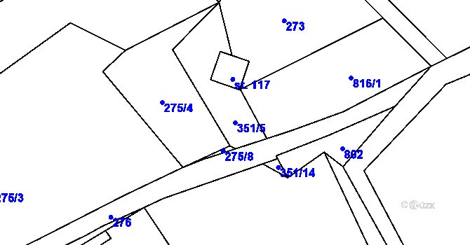 Parcela st. 351/5 v KÚ Františky, Katastrální mapa