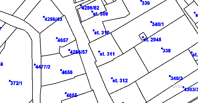 Parcela st. 311 v KÚ Frenštát pod Radhoštěm, Katastrální mapa