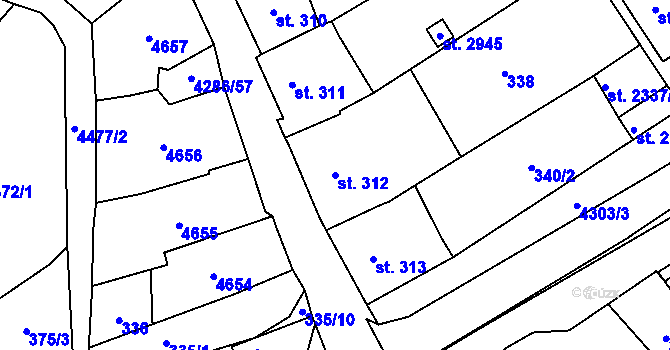 Parcela st. 312 v KÚ Frenštát pod Radhoštěm, Katastrální mapa