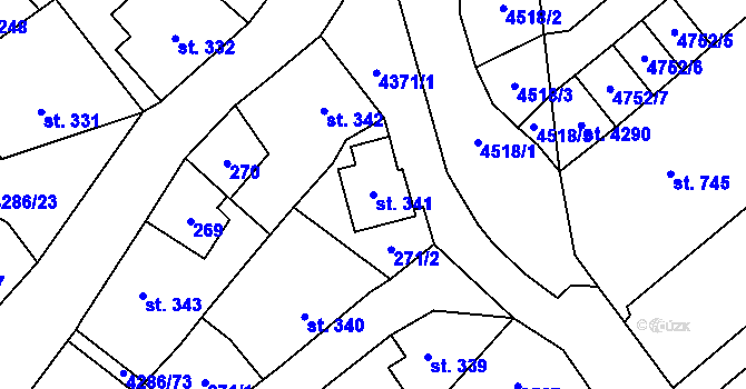 Parcela st. 341 v KÚ Frenštát pod Radhoštěm, Katastrální mapa
