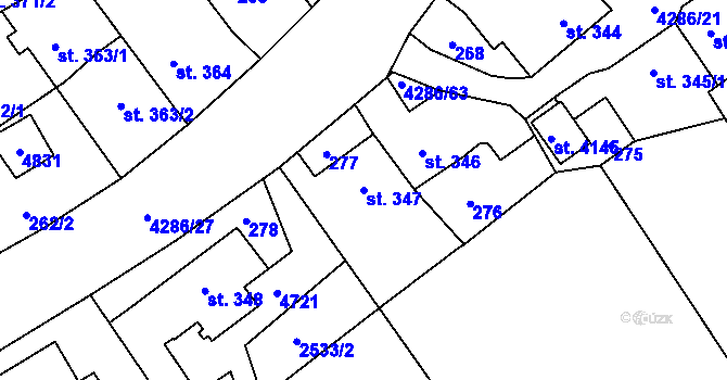 Parcela st. 347 v KÚ Frenštát pod Radhoštěm, Katastrální mapa