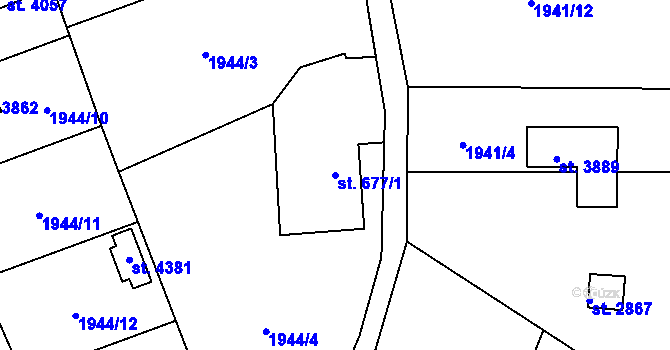 Parcela st. 677/1 v KÚ Frenštát pod Radhoštěm, Katastrální mapa
