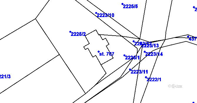 Parcela st. 707 v KÚ Frenštát pod Radhoštěm, Katastrální mapa