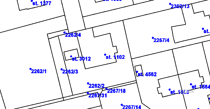 Parcela st. 1102 v KÚ Frenštát pod Radhoštěm, Katastrální mapa