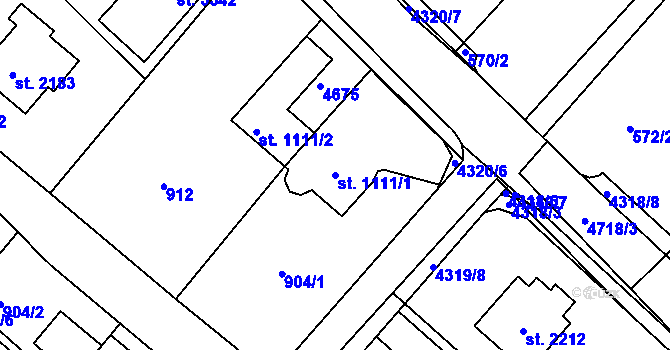 Parcela st. 1111/1 v KÚ Frenštát pod Radhoštěm, Katastrální mapa
