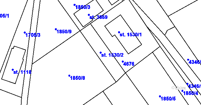 Parcela st. 1530/2 v KÚ Frenštát pod Radhoštěm, Katastrální mapa