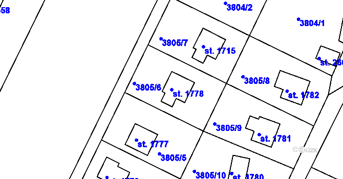 Parcela st. 1778 v KÚ Frenštát pod Radhoštěm, Katastrální mapa