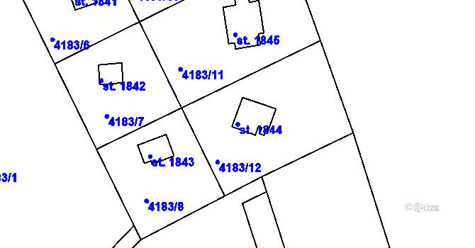Parcela st. 1844 v KÚ Frenštát pod Radhoštěm, Katastrální mapa