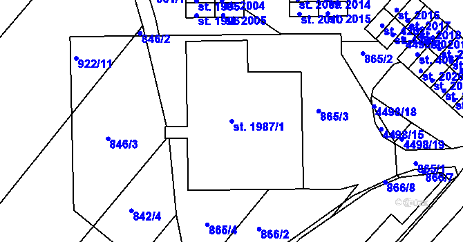 Parcela st. 1987/1 v KÚ Frenštát pod Radhoštěm, Katastrální mapa
