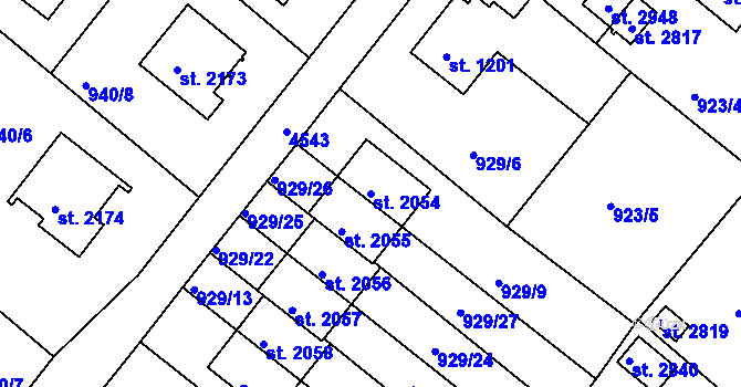Parcela st. 2054 v KÚ Frenštát pod Radhoštěm, Katastrální mapa