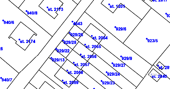 Parcela st. 2055 v KÚ Frenštát pod Radhoštěm, Katastrální mapa