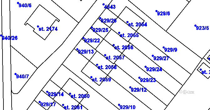 Parcela st. 2057 v KÚ Frenštát pod Radhoštěm, Katastrální mapa