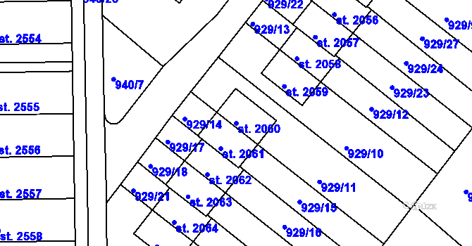 Parcela st. 2060 v KÚ Frenštát pod Radhoštěm, Katastrální mapa