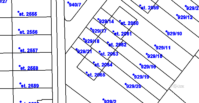 Parcela st. 2063 v KÚ Frenštát pod Radhoštěm, Katastrální mapa