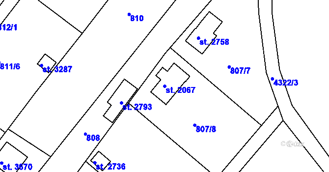 Parcela st. 2067 v KÚ Frenštát pod Radhoštěm, Katastrální mapa