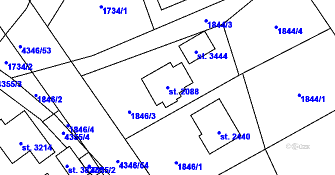 Parcela st. 2088 v KÚ Frenštát pod Radhoštěm, Katastrální mapa