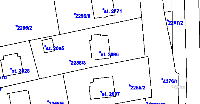 Parcela st. 2096 v KÚ Frenštát pod Radhoštěm, Katastrální mapa