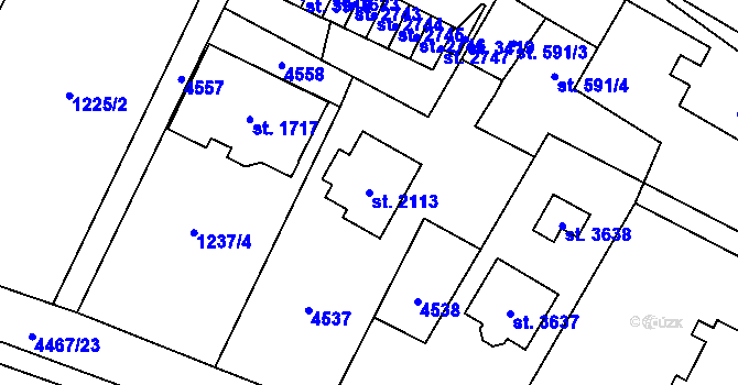 Parcela st. 2113 v KÚ Frenštát pod Radhoštěm, Katastrální mapa