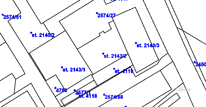 Parcela st. 2143/2 v KÚ Frenštát pod Radhoštěm, Katastrální mapa