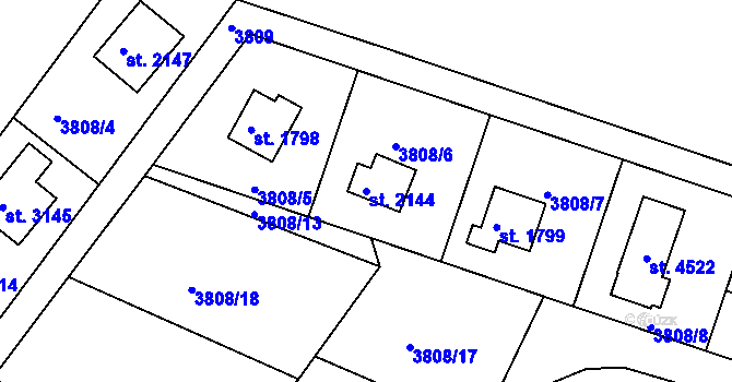 Parcela st. 2144 v KÚ Frenštát pod Radhoštěm, Katastrální mapa