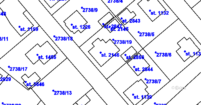 Parcela st. 2146 v KÚ Frenštát pod Radhoštěm, Katastrální mapa