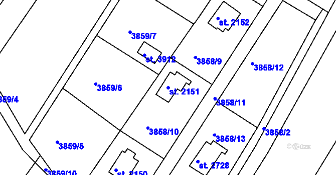 Parcela st. 2151 v KÚ Frenštát pod Radhoštěm, Katastrální mapa