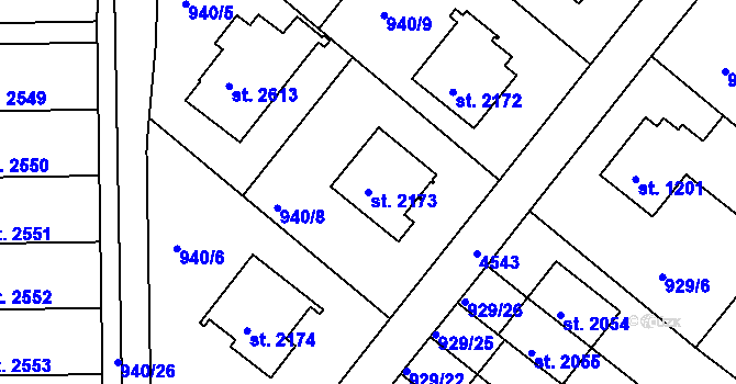 Parcela st. 2173 v KÚ Frenštát pod Radhoštěm, Katastrální mapa