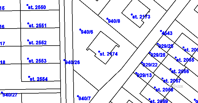 Parcela st. 2174 v KÚ Frenštát pod Radhoštěm, Katastrální mapa