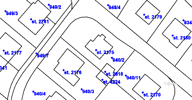 Parcela st. 2175 v KÚ Frenštát pod Radhoštěm, Katastrální mapa