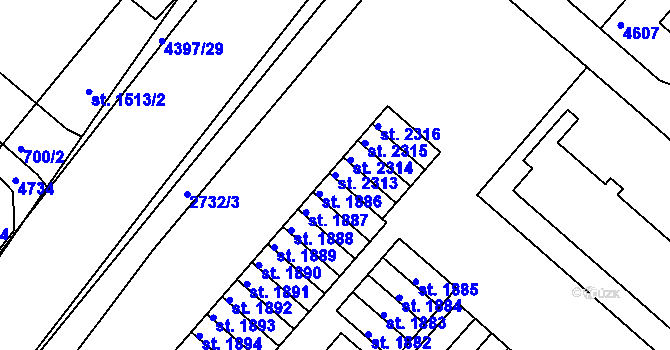 Parcela st. 2313 v KÚ Frenštát pod Radhoštěm, Katastrální mapa