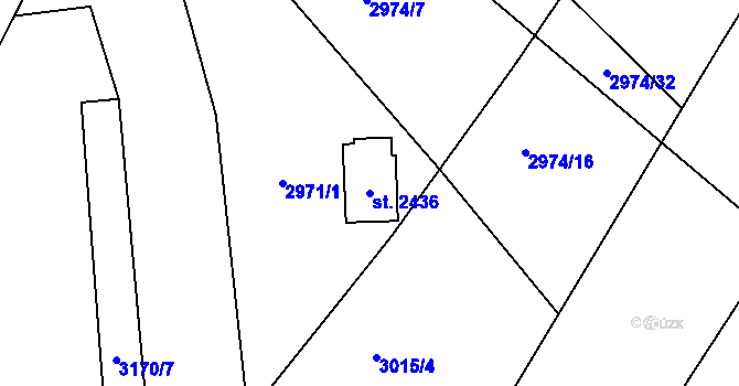 Parcela st. 2436 v KÚ Frenštát pod Radhoštěm, Katastrální mapa