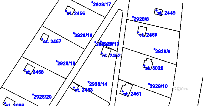 Parcela st. 2452 v KÚ Frenštát pod Radhoštěm, Katastrální mapa