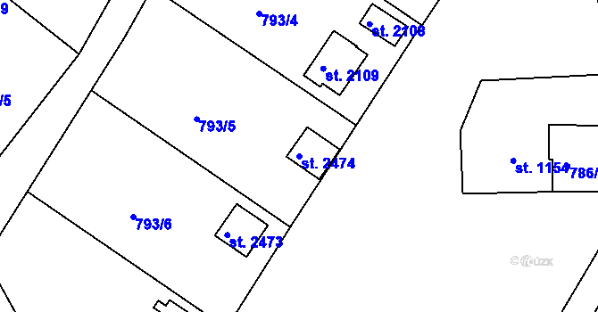 Parcela st. 2474 v KÚ Frenštát pod Radhoštěm, Katastrální mapa
