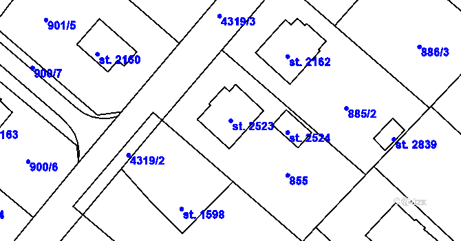 Parcela st. 2523 v KÚ Frenštát pod Radhoštěm, Katastrální mapa