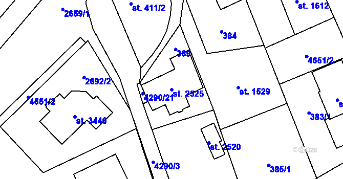Parcela st. 2525 v KÚ Frenštát pod Radhoštěm, Katastrální mapa