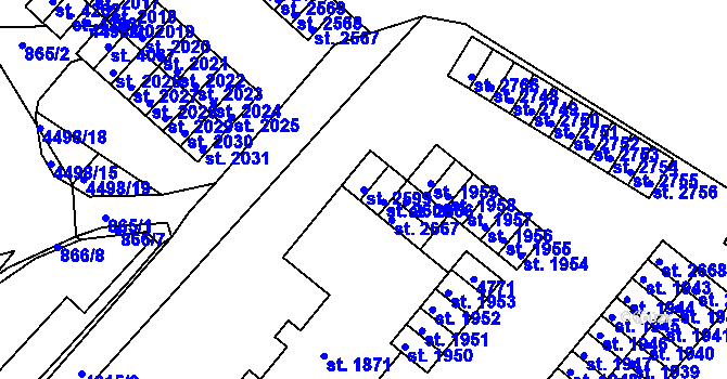 Parcela st. 2599 v KÚ Frenštát pod Radhoštěm, Katastrální mapa