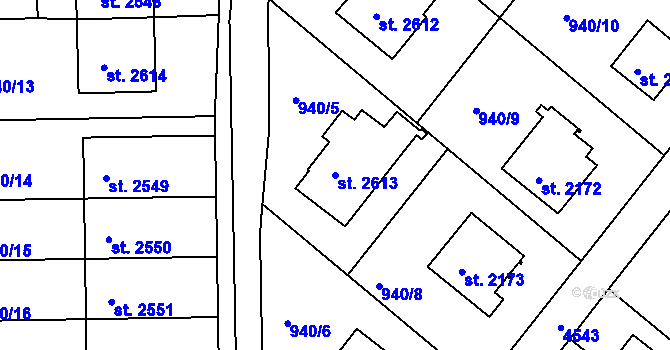 Parcela st. 2613 v KÚ Frenštát pod Radhoštěm, Katastrální mapa