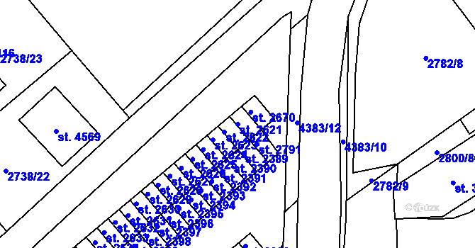 Parcela st. 2621 v KÚ Frenštát pod Radhoštěm, Katastrální mapa